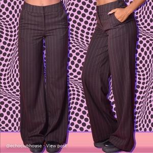Y2K Perfection Pinstripe Wide Legs - Mocha